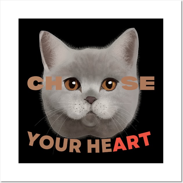 Feline Gaze: Choose Your Heart Wall Art by Amourist